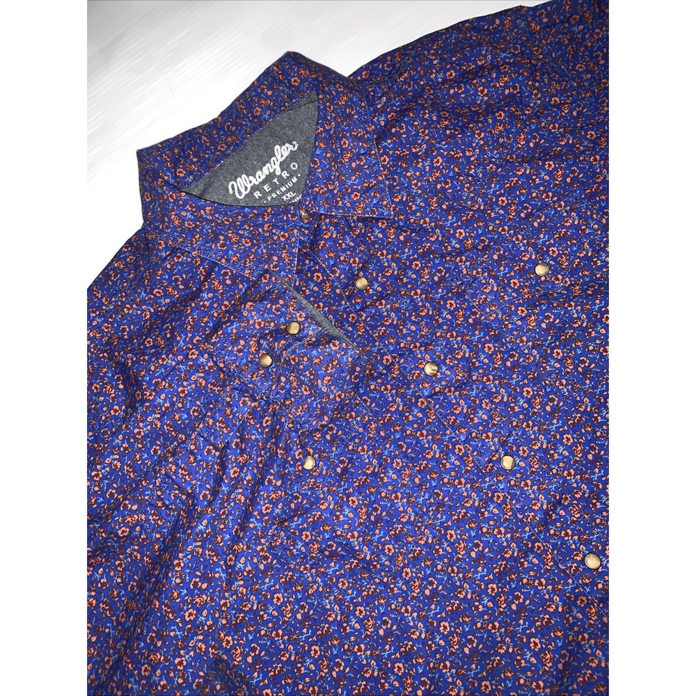 Wrangler Retro Western Shirts Men's XXL Long Sleeve Pearl Snap Floral Cowboy